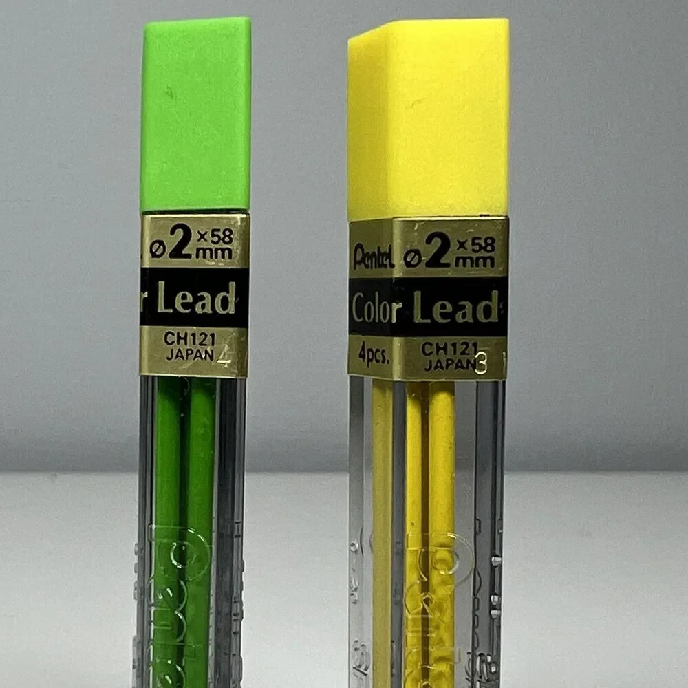 Vintage Pentel Green & Yellow Color Leads 2x58mm CH121 Japan New